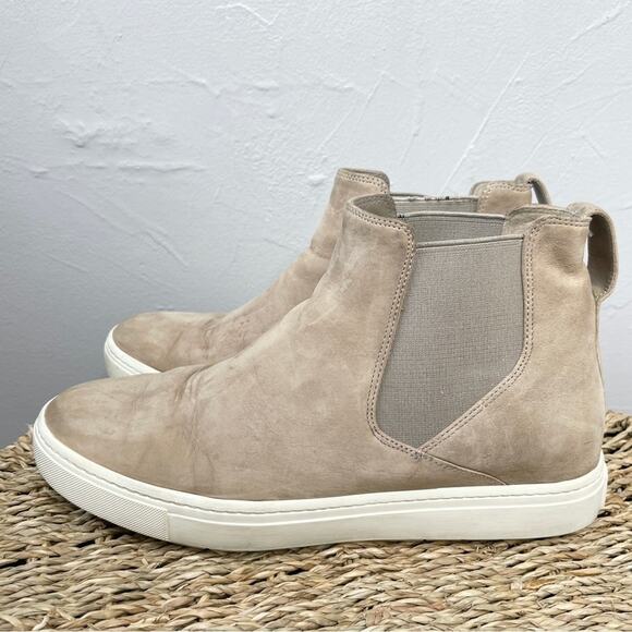VINCE Suede Leather High Top Sneakers Womens Size 6.5 Scandi Beigecore Normcore - Picture 3 of 10